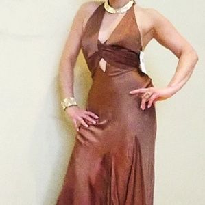 Dina Bar-el Bronze Silk Chiffon Dress